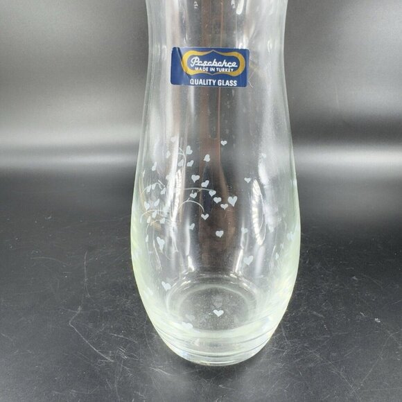 Pasabahce Clear Glass Vase Etched Flowers Floral Made in Turkey Tall Vessel Vase - Picture 8 of 15